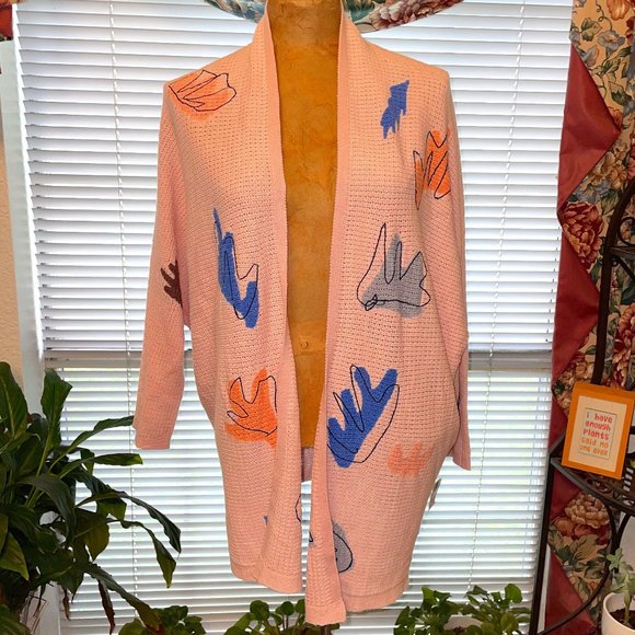 NWT Pink Print NIC+ZOE Sweater M - Picture 1 of 3